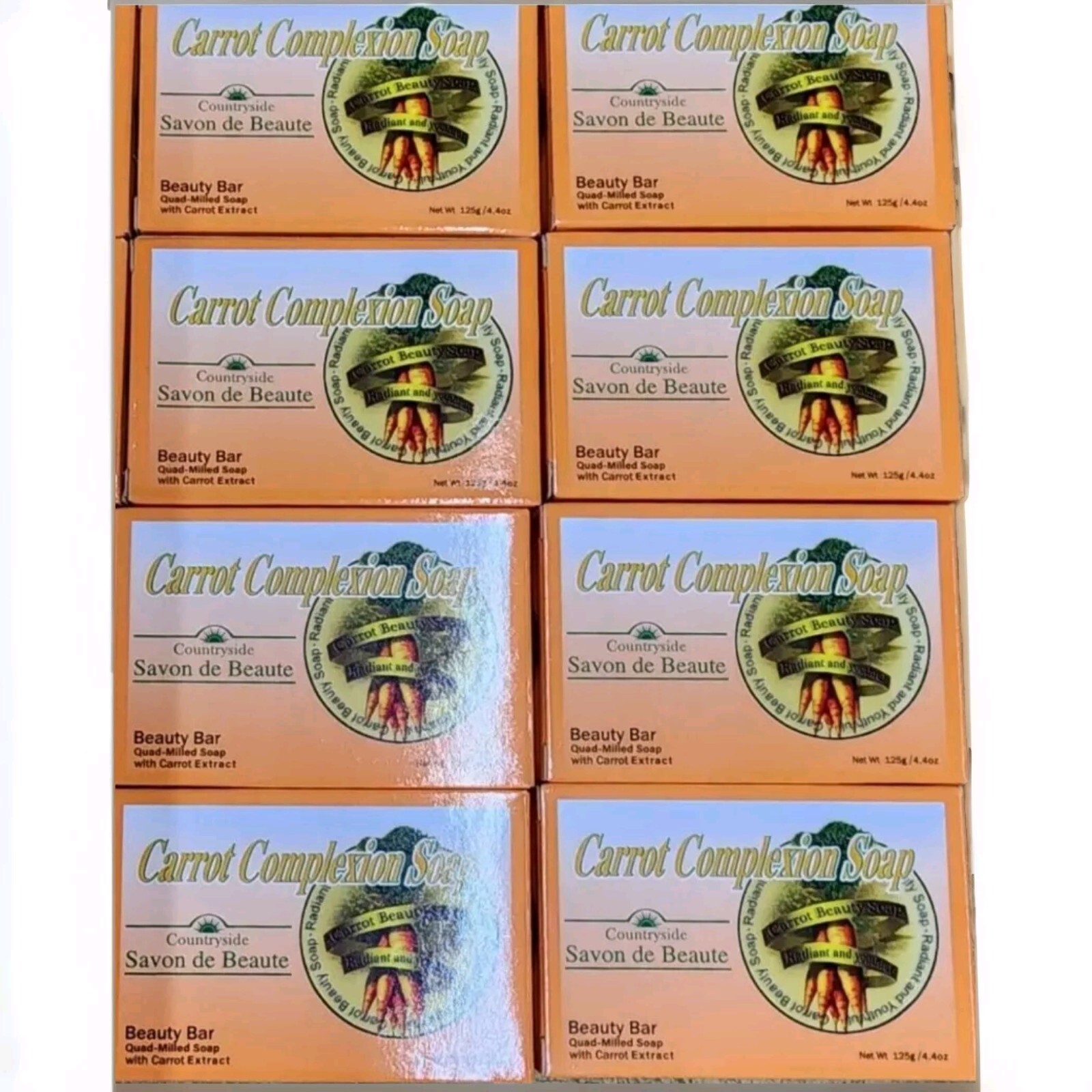 8-Pack CARROT COMPLEXION SOAP BEAUTY BAR WITH CARROT OIL 125g (each) BRAND NEW!