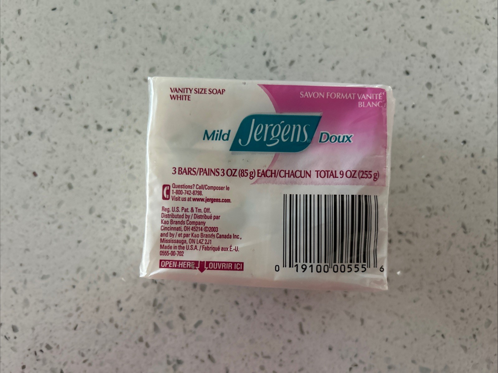 Jergens Mild Vanity Size Soap White, 3 Bars, 3 oz each