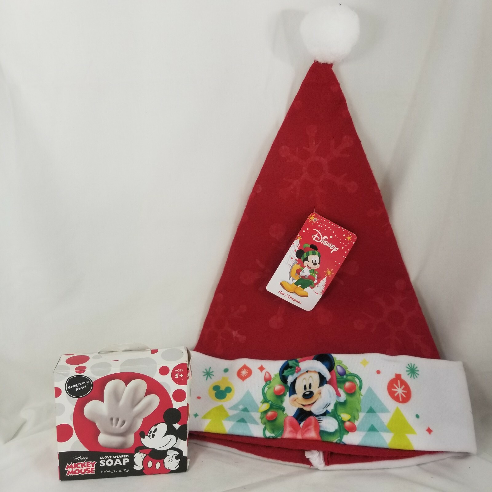 Disney Mickey Mouse ~ Glove Shaped Fragrance Free Soap + SANTA HAT ~ NEW 🧤🧼🎅