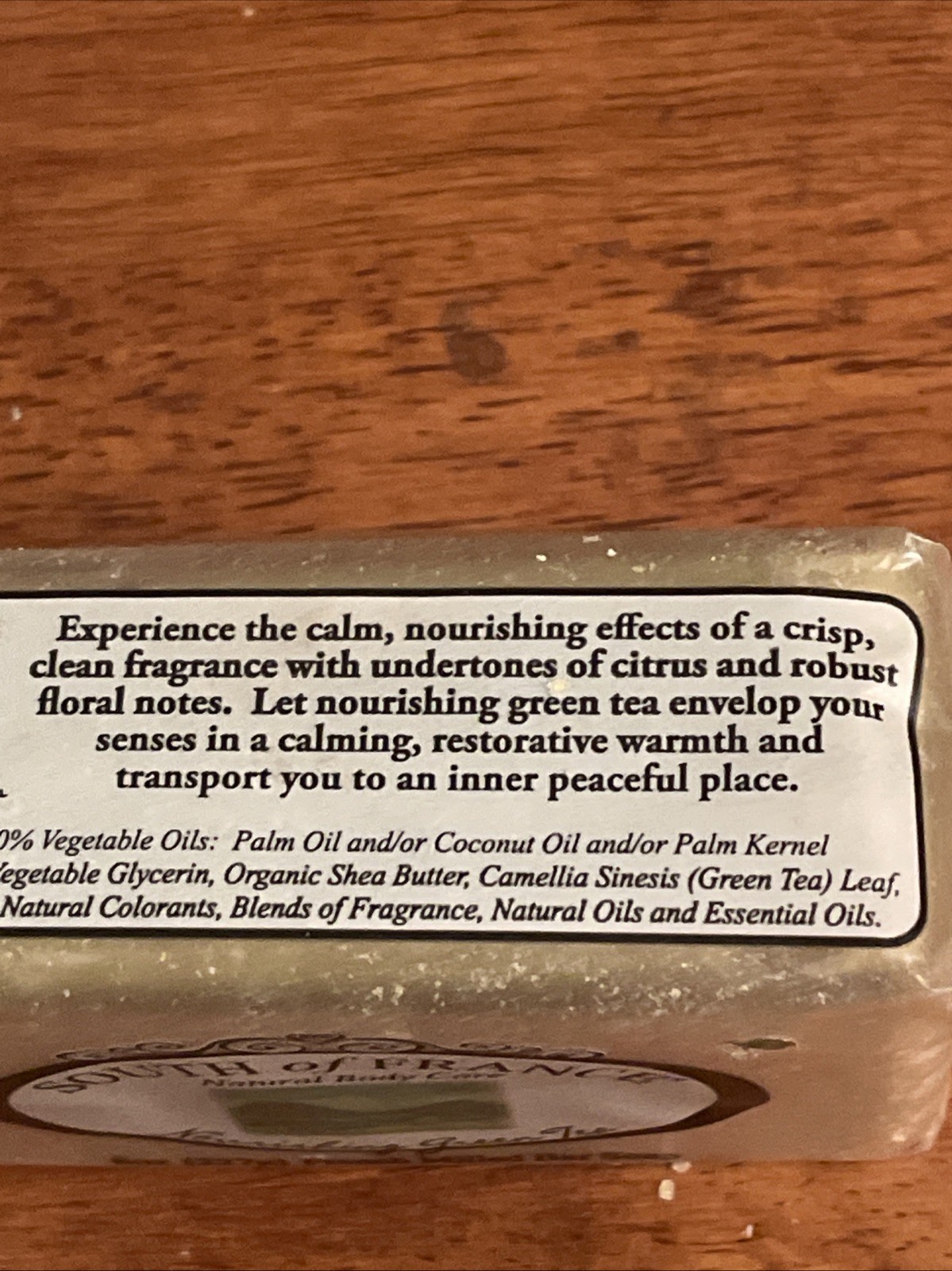 South Of France French Milled Bar Soap Green Tea Cruelty Free 227g 7.5oz
