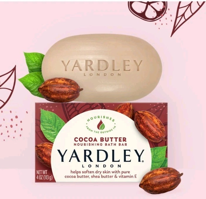 6 Yardley London Pure Cocoa Butter & Vitamin E Bar Soap, 4.25 Oz Each New (U.S.)