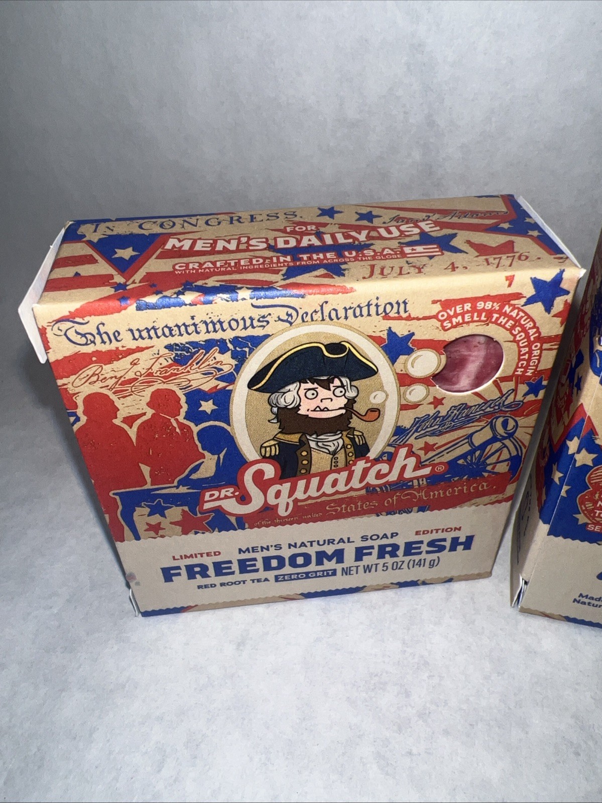 DR. Squatch Freedom Fresh Bar Soap – 5oz Red Root Tea ZERO GRIT – Lot Of 3