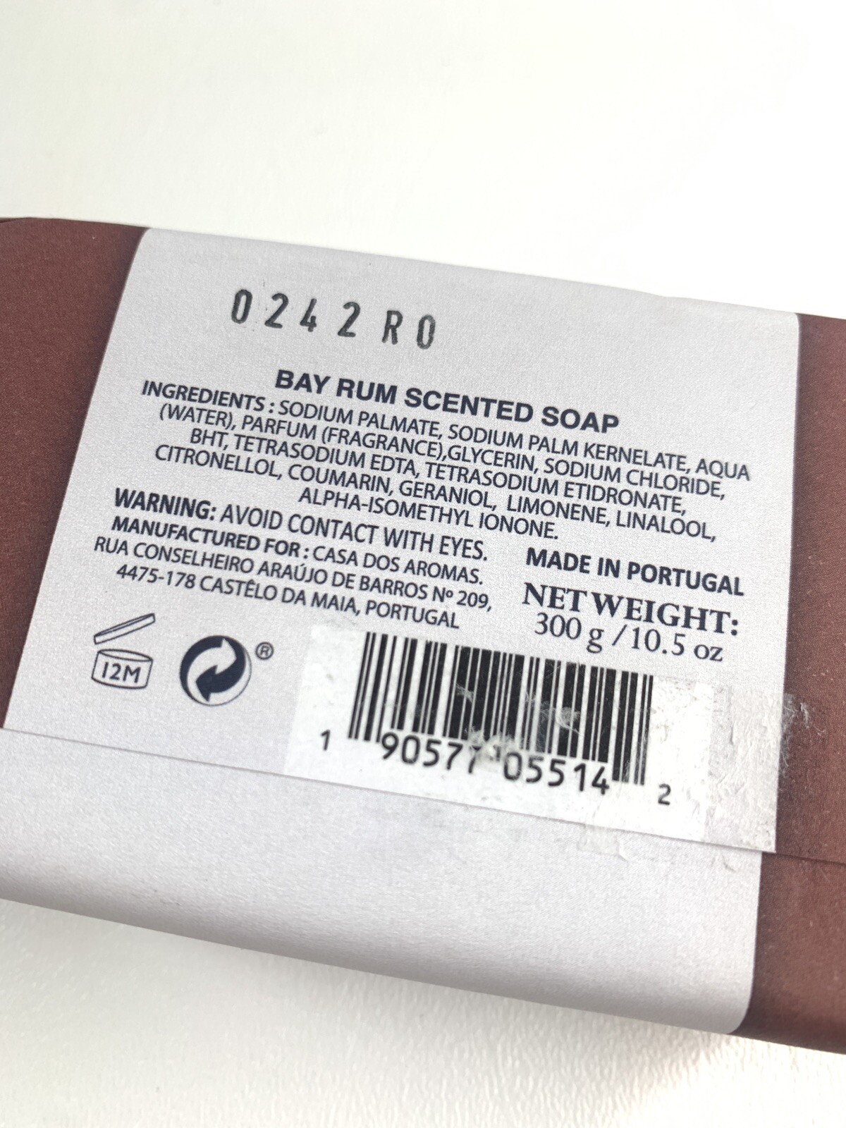 Casa Dos Aromas | Triple-Milled Soap | BAY RUM SCENTED SOAP | 10.5oz.