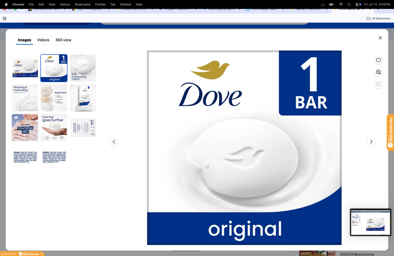Dove Beauty Bar Soap For Soft, Smooth Skin, Original, With 1/4 Moisturizing Crea
