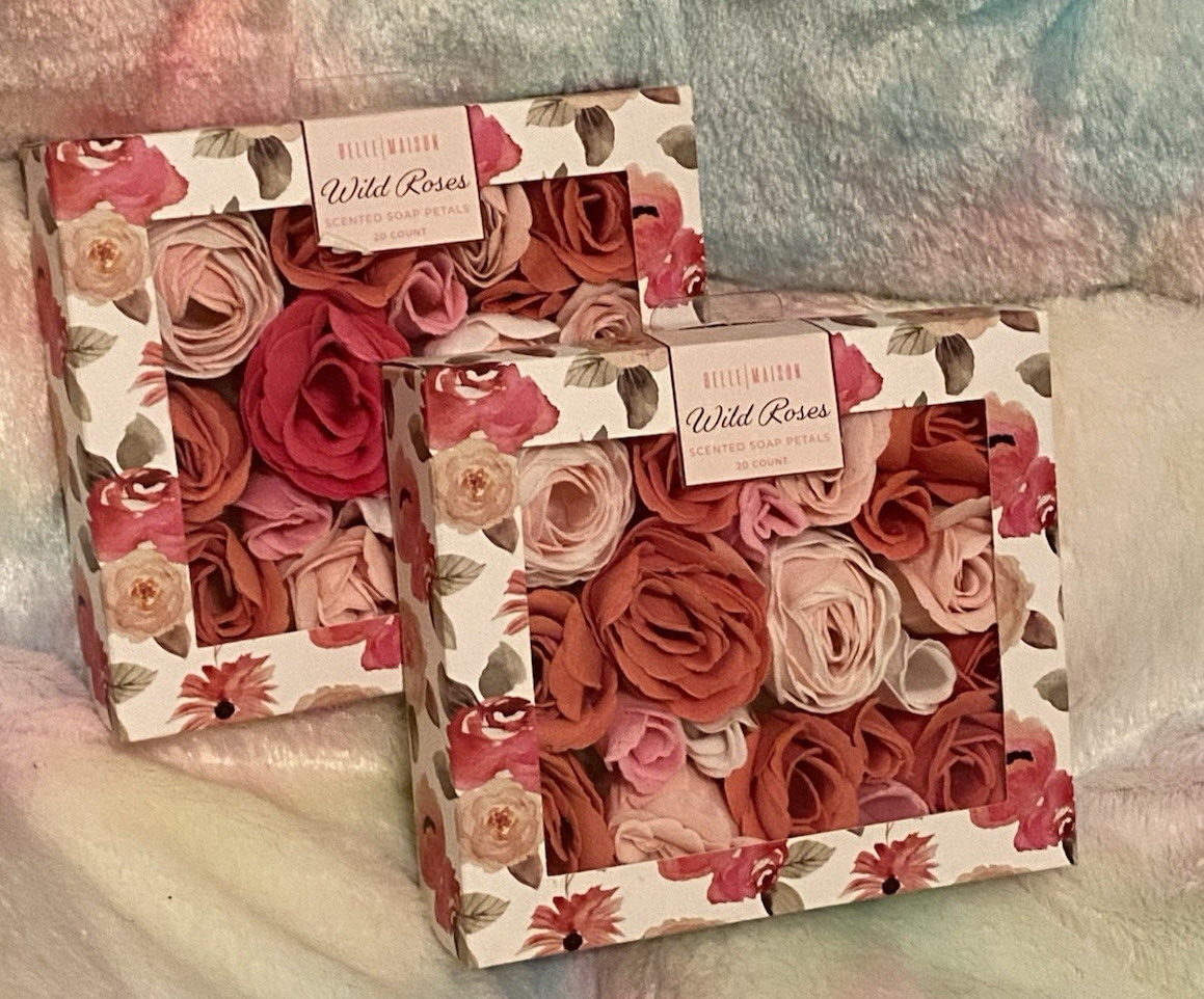 Belle Maison Wild Roses Set of 2 Scented Soap Petal Pretty Pink Rose Soap 20pc.