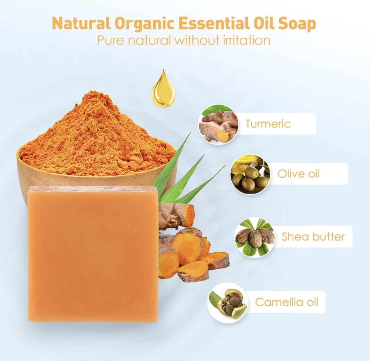 2pc Turmeric Soap Skin Whitening Dark Spots lightening Acne Brightening Turmeric
