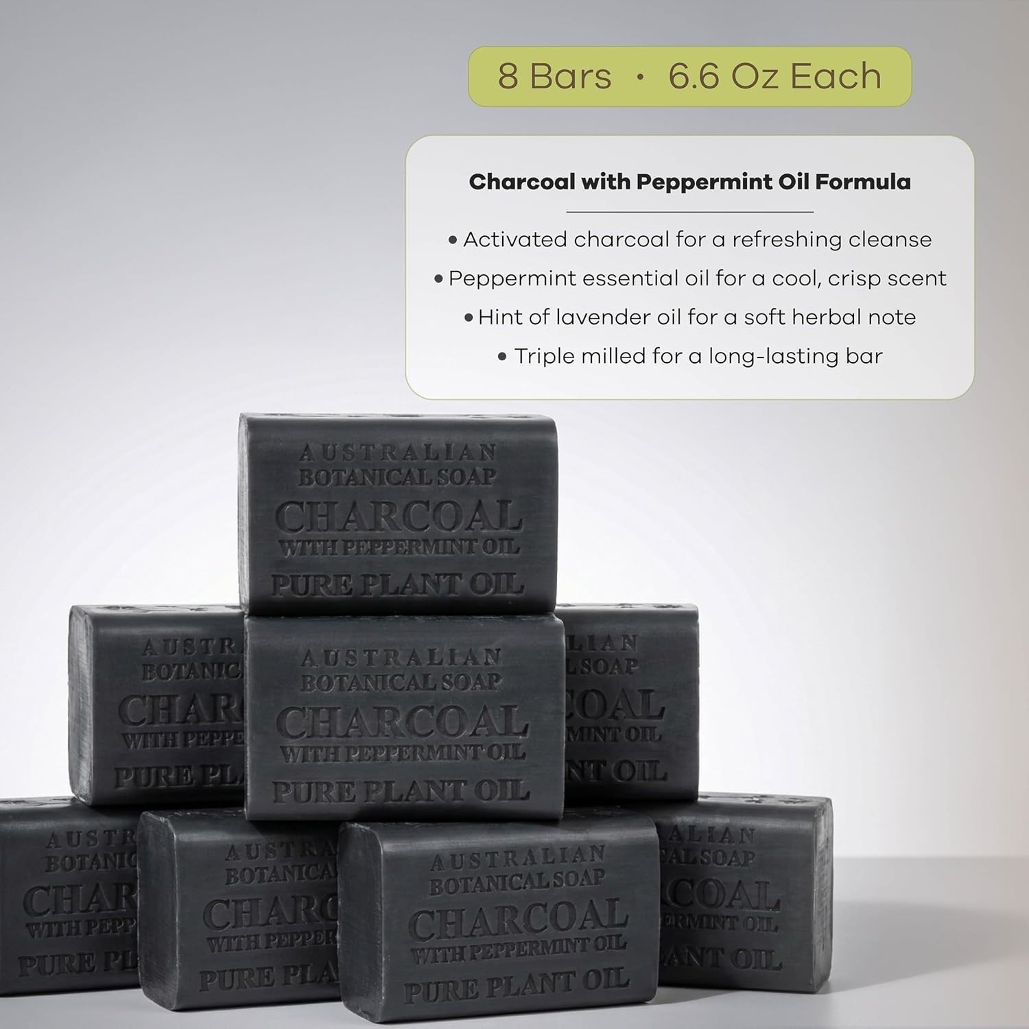 Australian Botanical Black Soap with Peppermint Oil – 8 Bars