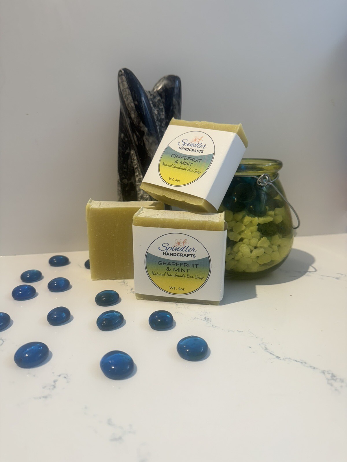 GRAPEFRUIT & MINT – Moisturizing Handmade – Homemade Clay Bar Soap, wt. 4oz