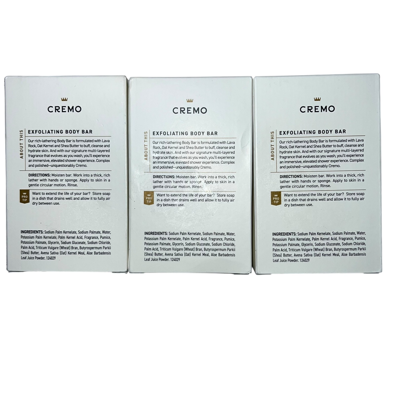 Cremo Bourbon & Oak Exfoliating Body Bar Soap 3x 6oz Men’s
