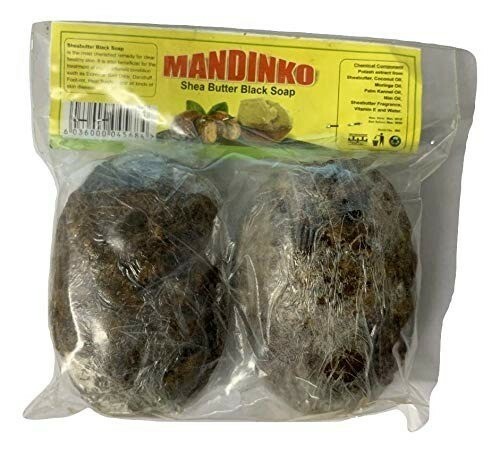 MANDINKO Sheabutter Black Soap: Coconut Oil, Moringa Oil, Nim Oil – Pack of 2