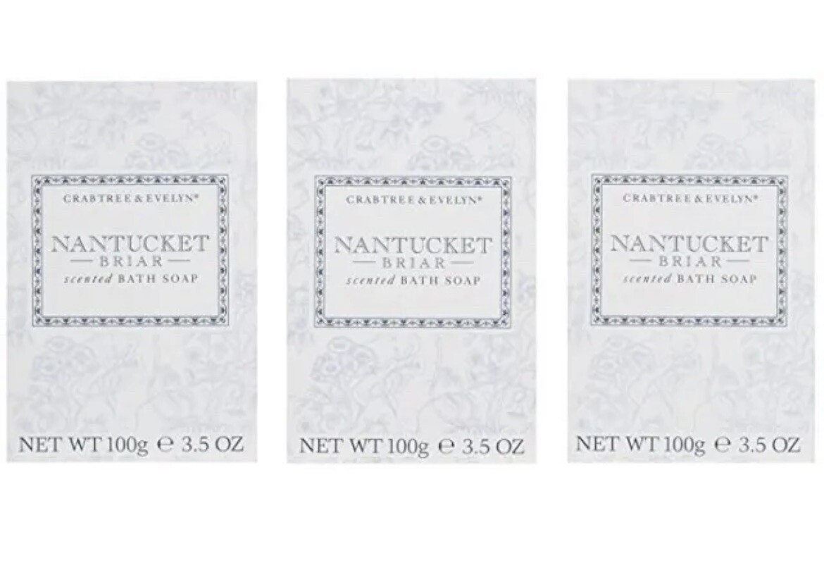 Crabtree & Evelyn Nantucket Briar Triple Milled Soap Set 3 x 3.5 oz 100g~ NEW