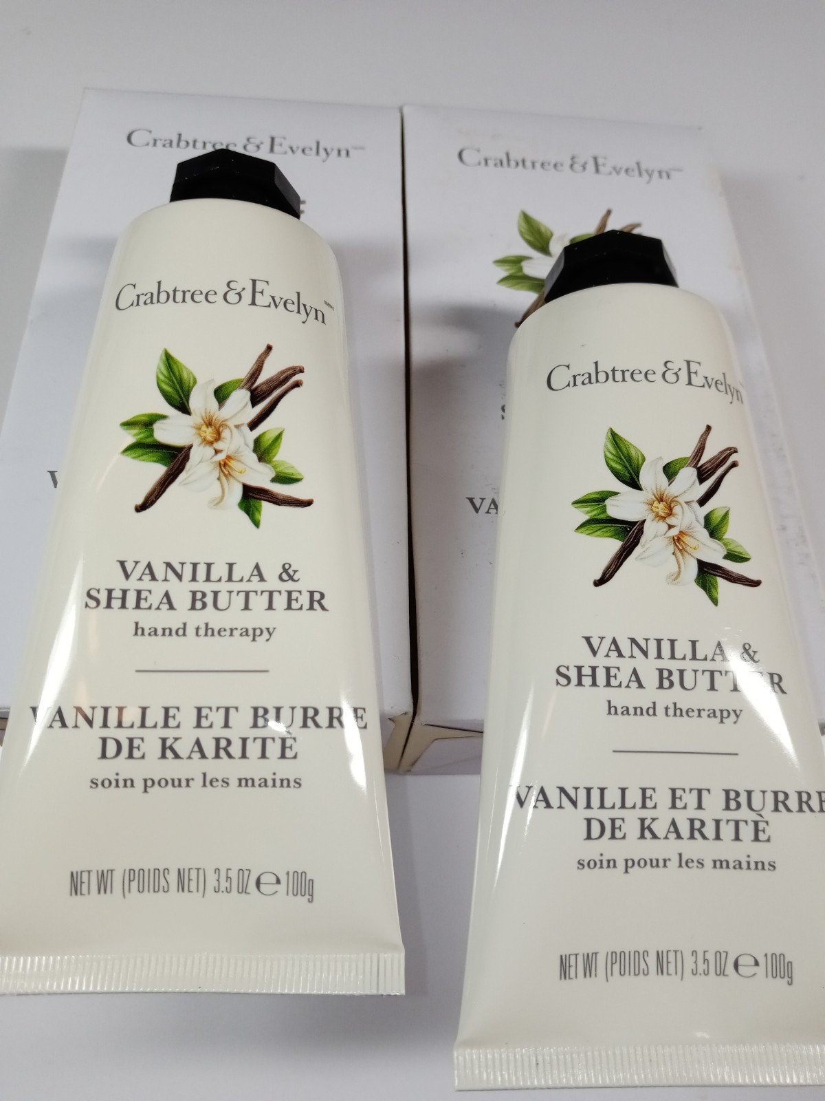 Crabtree & Evelyn Lot of 2 Vanilla & Shea Butter Hand Therapy 2x100g/3.5oz NIB
