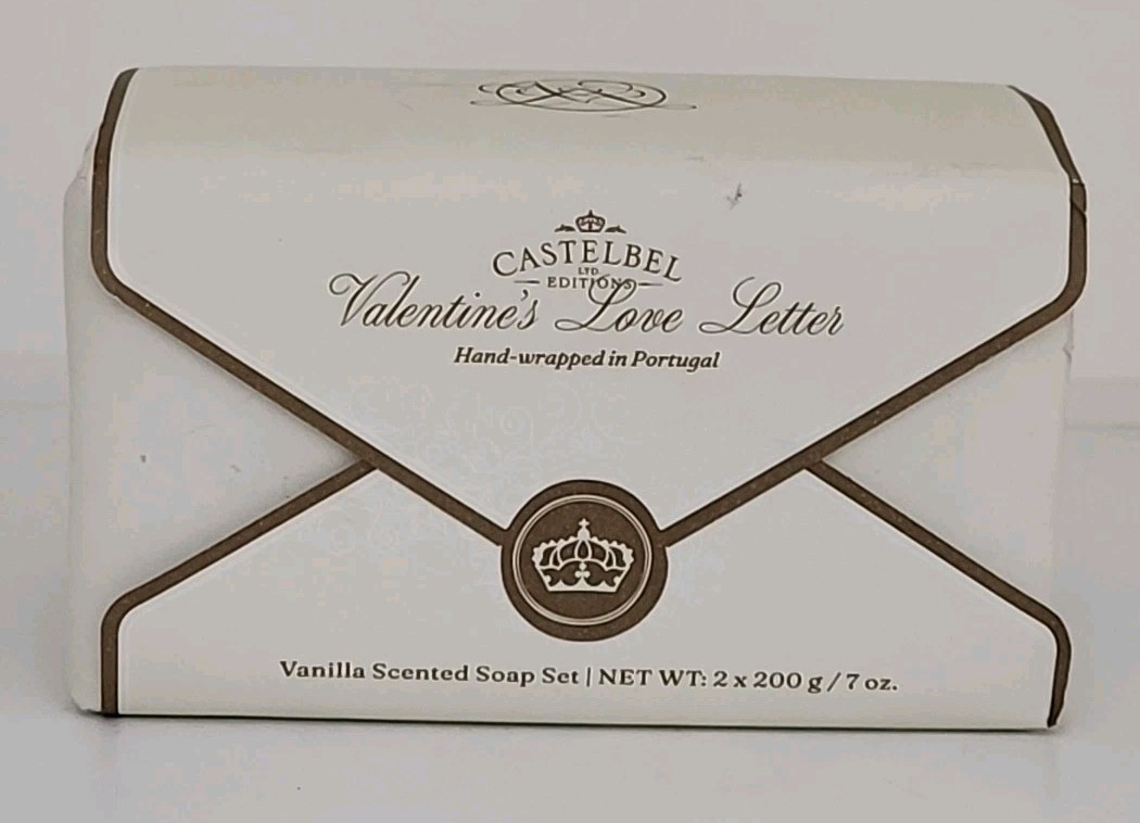 Castelbel Valentine’s Love Letter Vanilla Scented Soap Set 2 x 200g / 7oz New