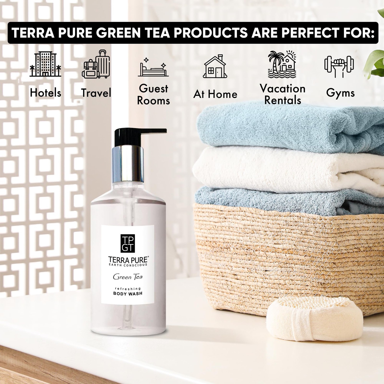 Terra Pure Green Tea Body Wash, 10.14 oz. Fl Oz (Pack of 1), Wash