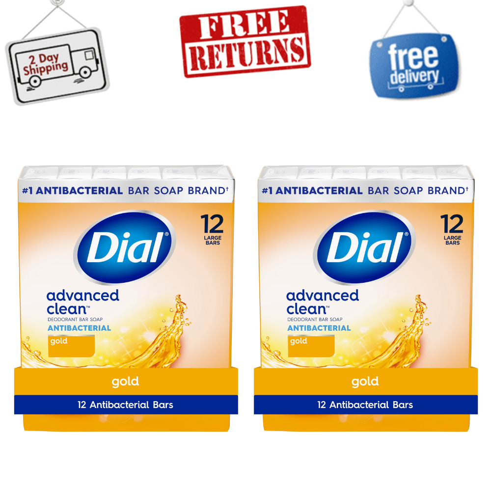 Dial Antibacterial Deodorant Bar Soap, Advanced Clean, Gold Scent, 4 oz, 12 Bars