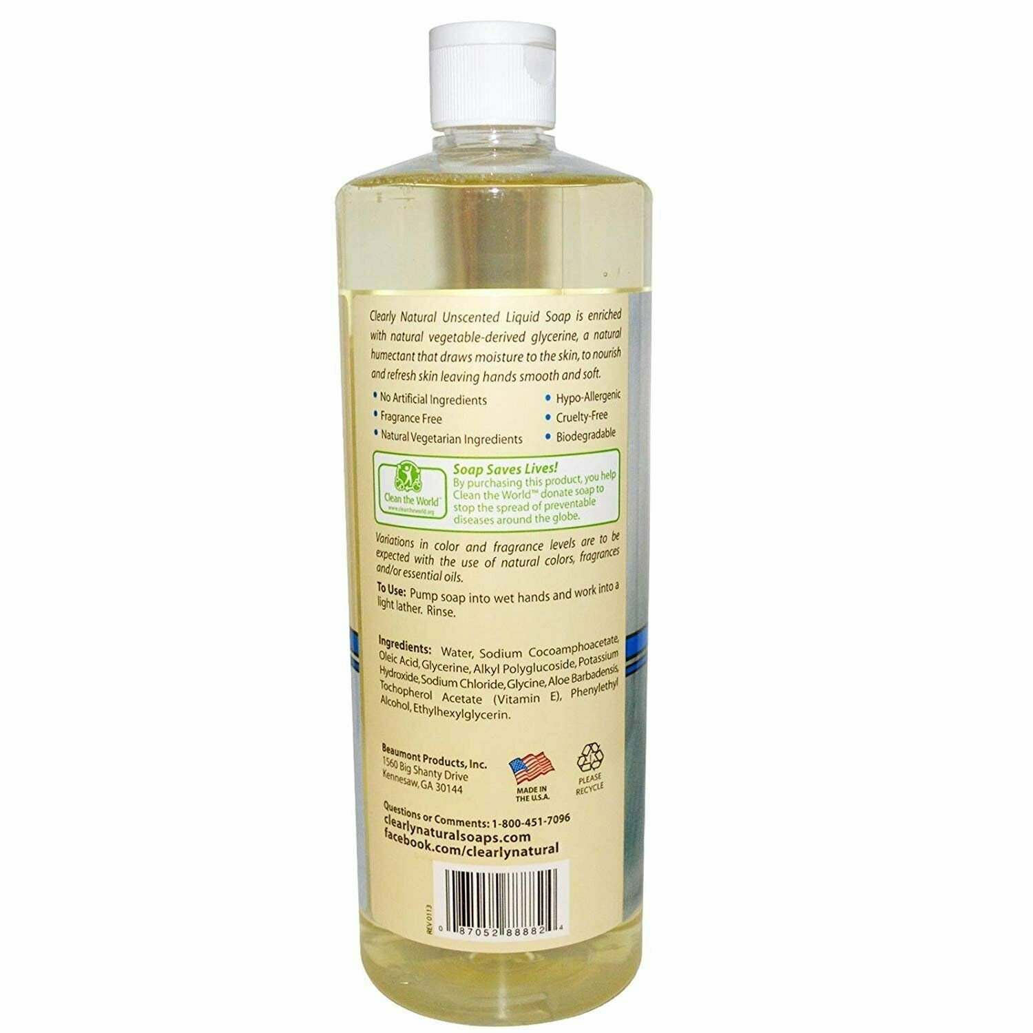 Clearly Natural Essentials Liquid Pure Glycerine Hand Soap Unscented 32 fl oz