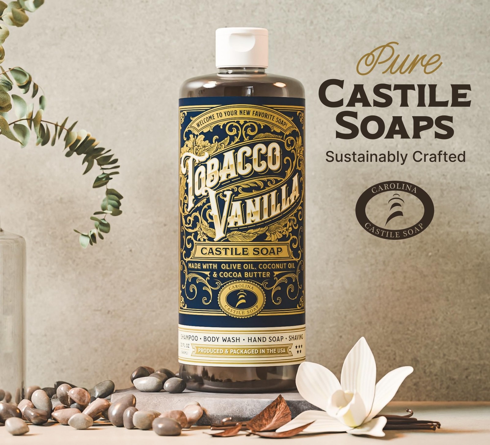 Castile Liquid Body Wash for Sensitive Skin – Natural Shampoo for Men with Ol…