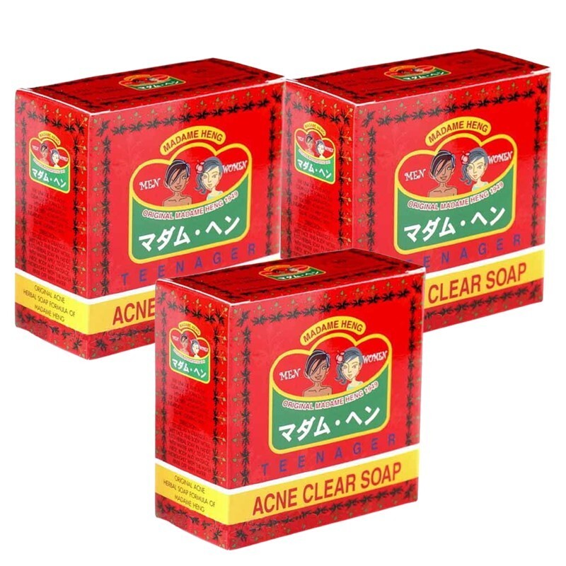 Soap Heng Madame Acne Clear Original Herbal Merry Bell Natural Body 150gx3