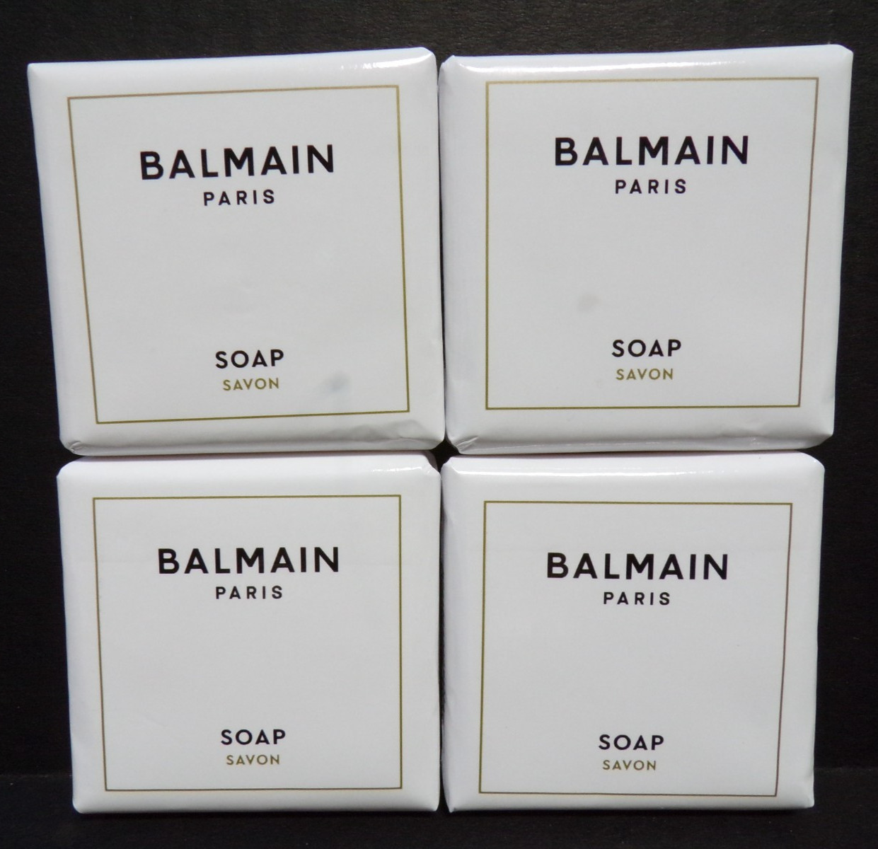4 NEW BALMAIN PARIS MINI HAND SOAP TRAVEL SIZE BARS 35g 1.22oz. MADE IN MALAYSIA