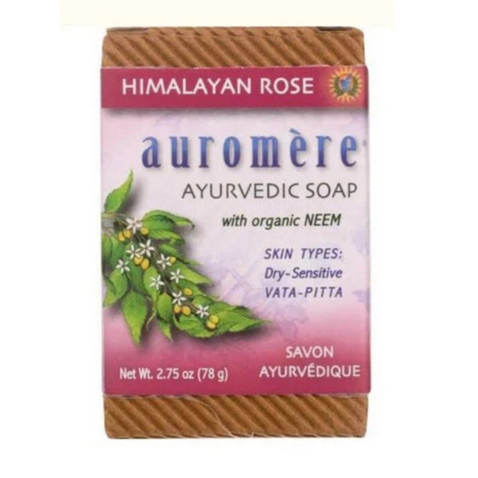 2-Pack Auromere Ayurvedic Bar Soap w/ Neem Himalayan Rose 2.75 oz Each NEW