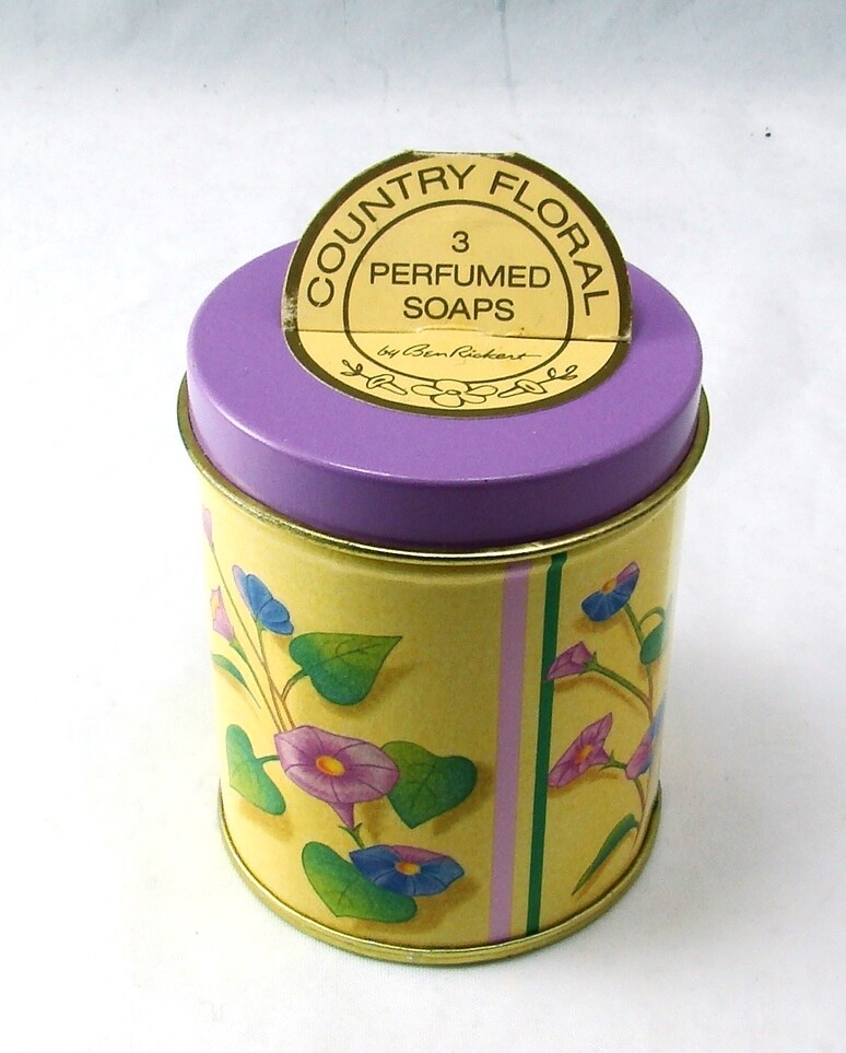 Ben Rickert COUNTRY FLORAL 3 Perfumed Soap Bars in Metal Canister 3.5 oz NEW