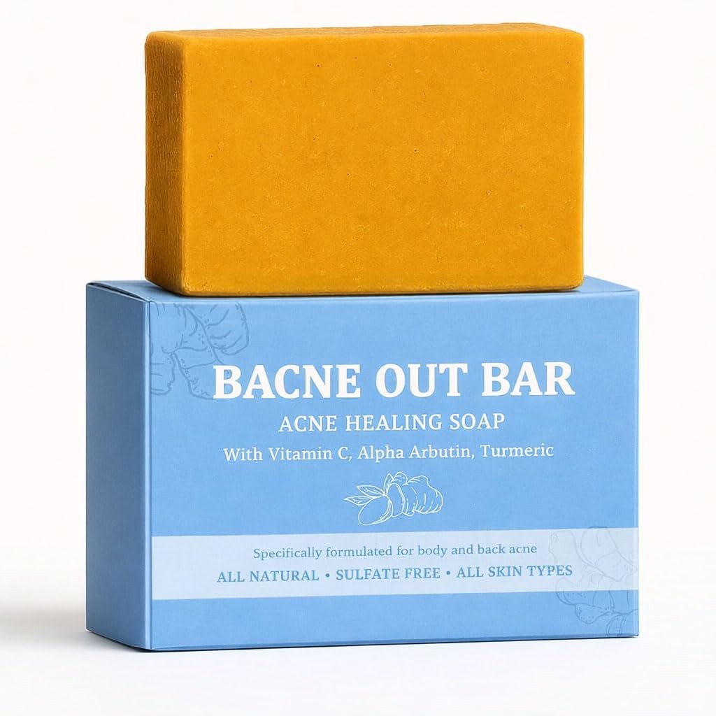 PARWENE Bacne Out Bar, Acne Healing Soap with Turmeric C & Alphaarbutin, Natu…