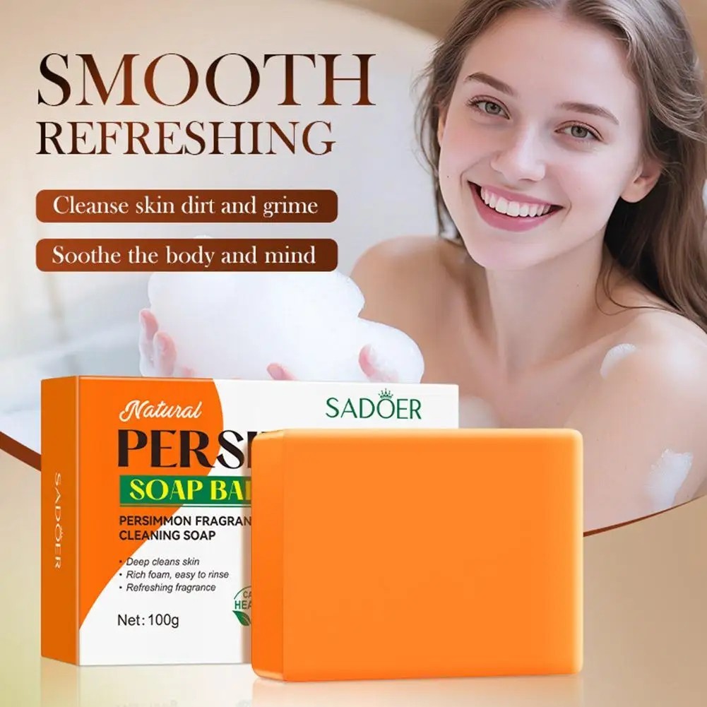 1~3PCS Swarva Persimmon Soap Bar Body Odor Control Deodorant Soap for Men&Women