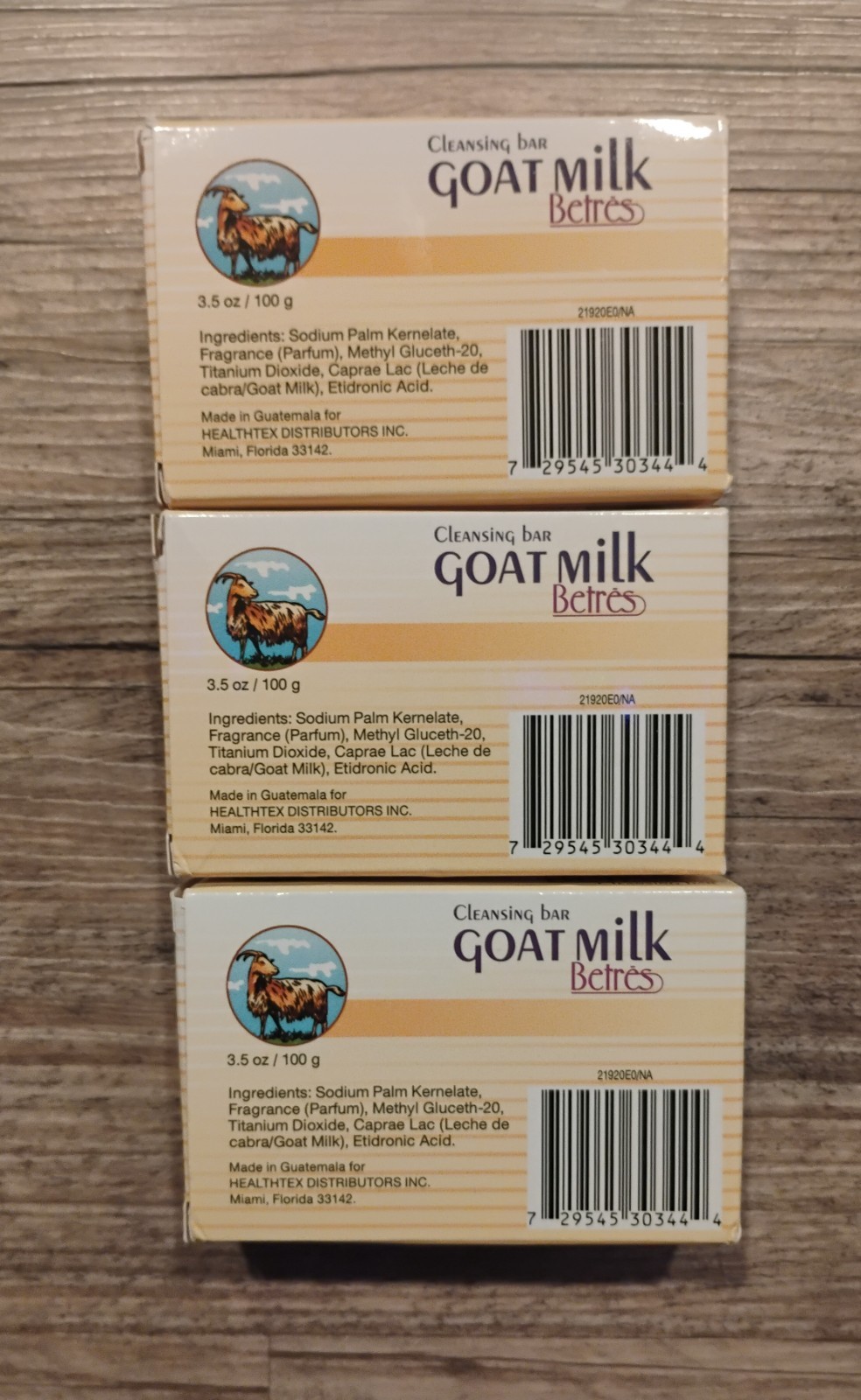 Betrés Goat Milk Moisturizing Cleansing Bar Soap, Lot of 3, 3.5 oz/100 g