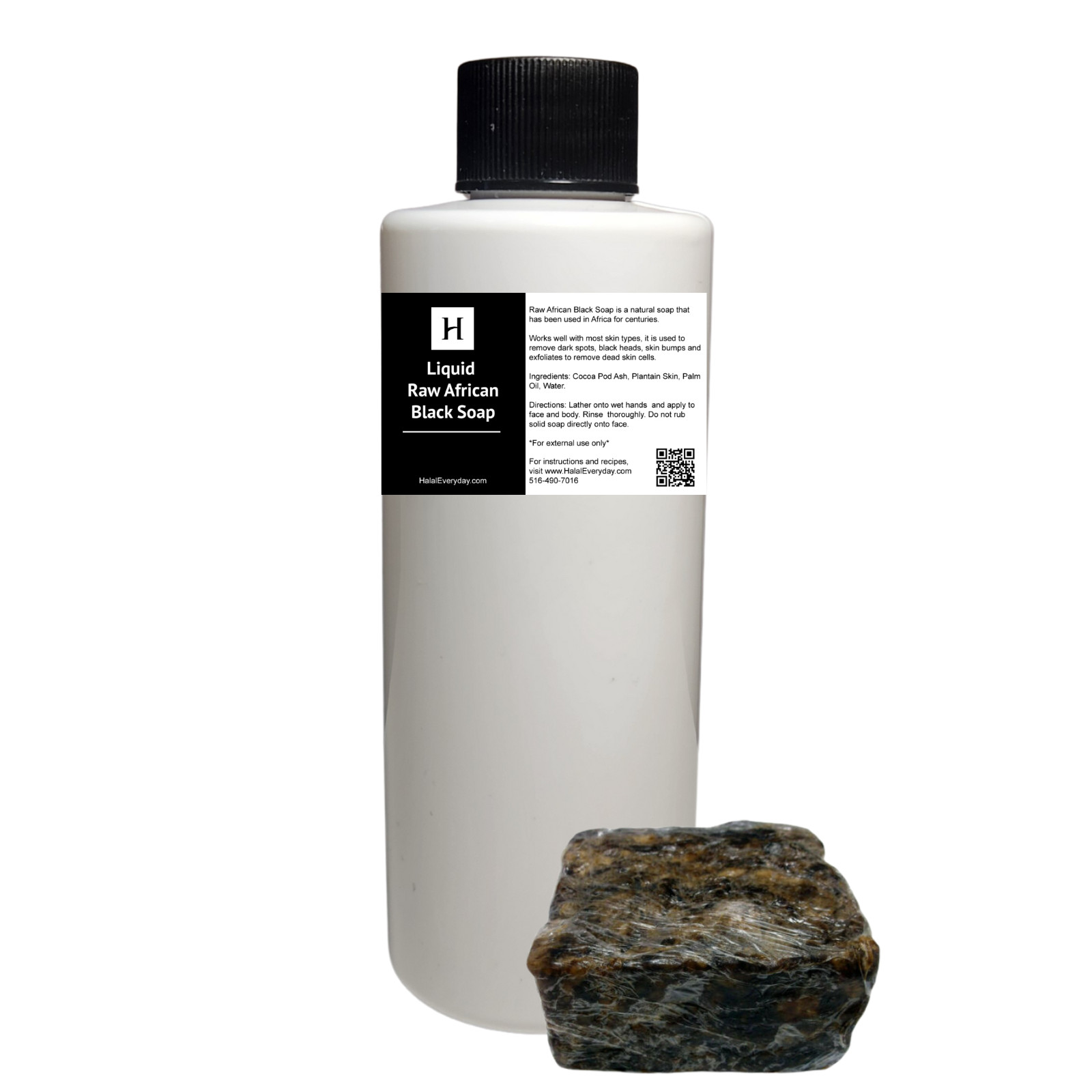 Liquid Raw African Black Soap – 100% Pure & Natural Organic Bath Body Face Wash