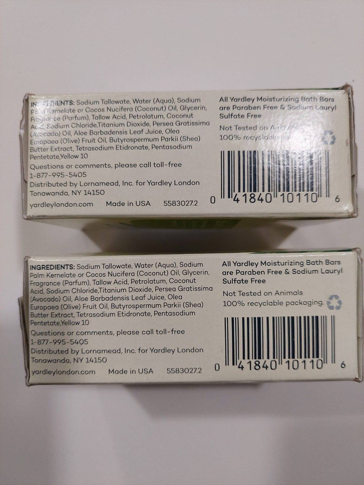Yardley London Aloe and Avocado Moisturizing Bath Bar 4.25 oz Pack Of 2