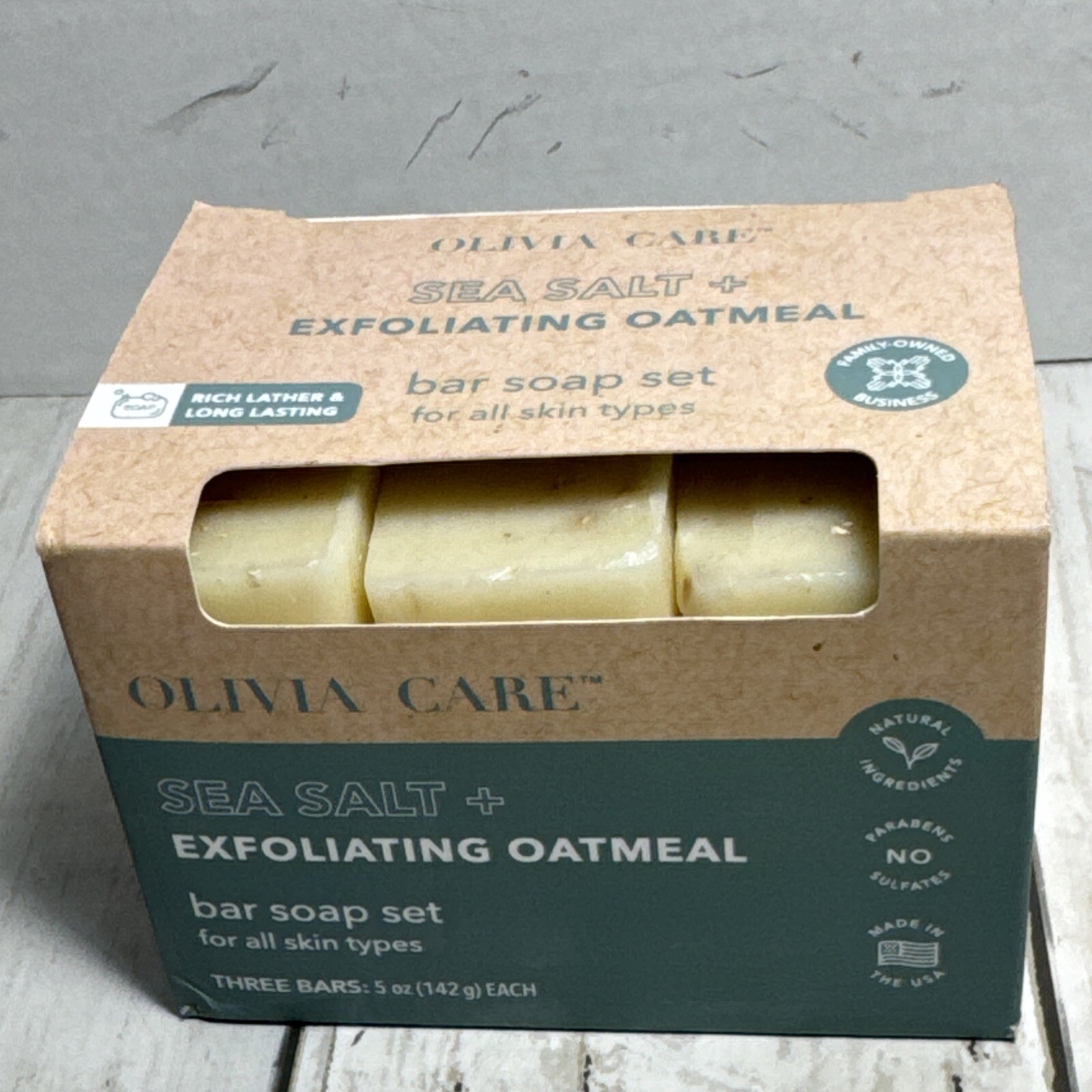 Olivia Care – Sea Salt + Exfoliating Oatmeal Bar Soap 3-5 Oz Bars