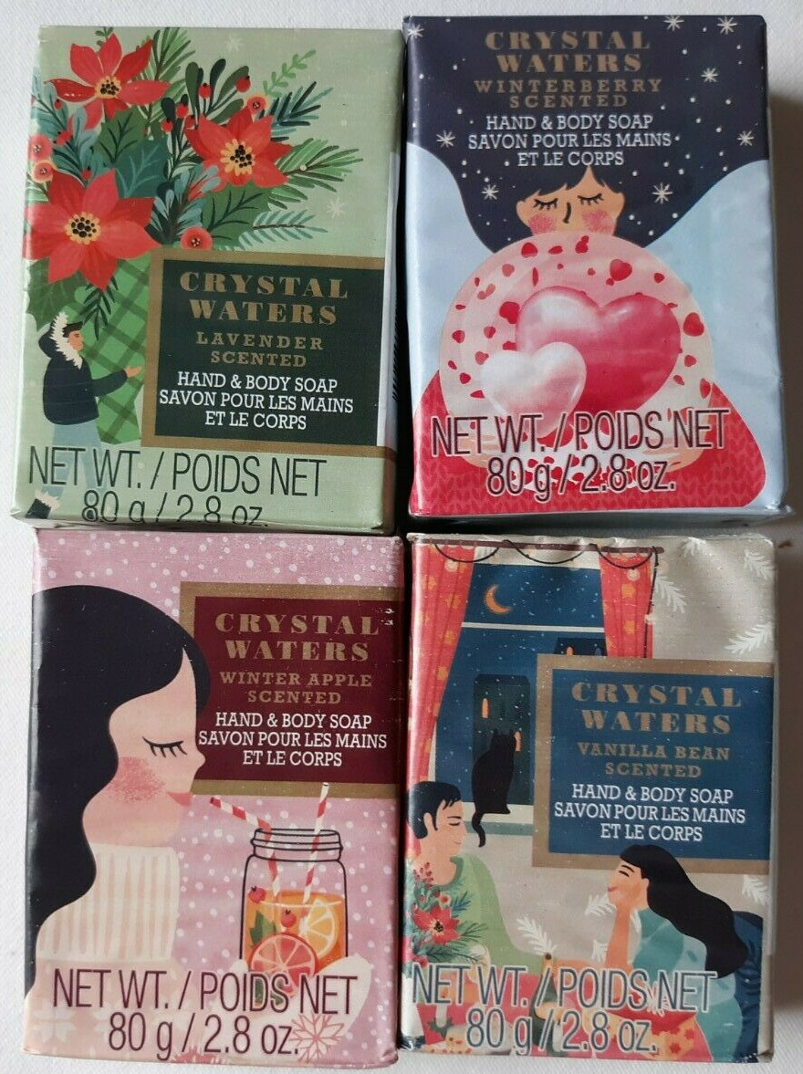 Crystal Waters Hand and Body Soap / assortment of 4 scented bars