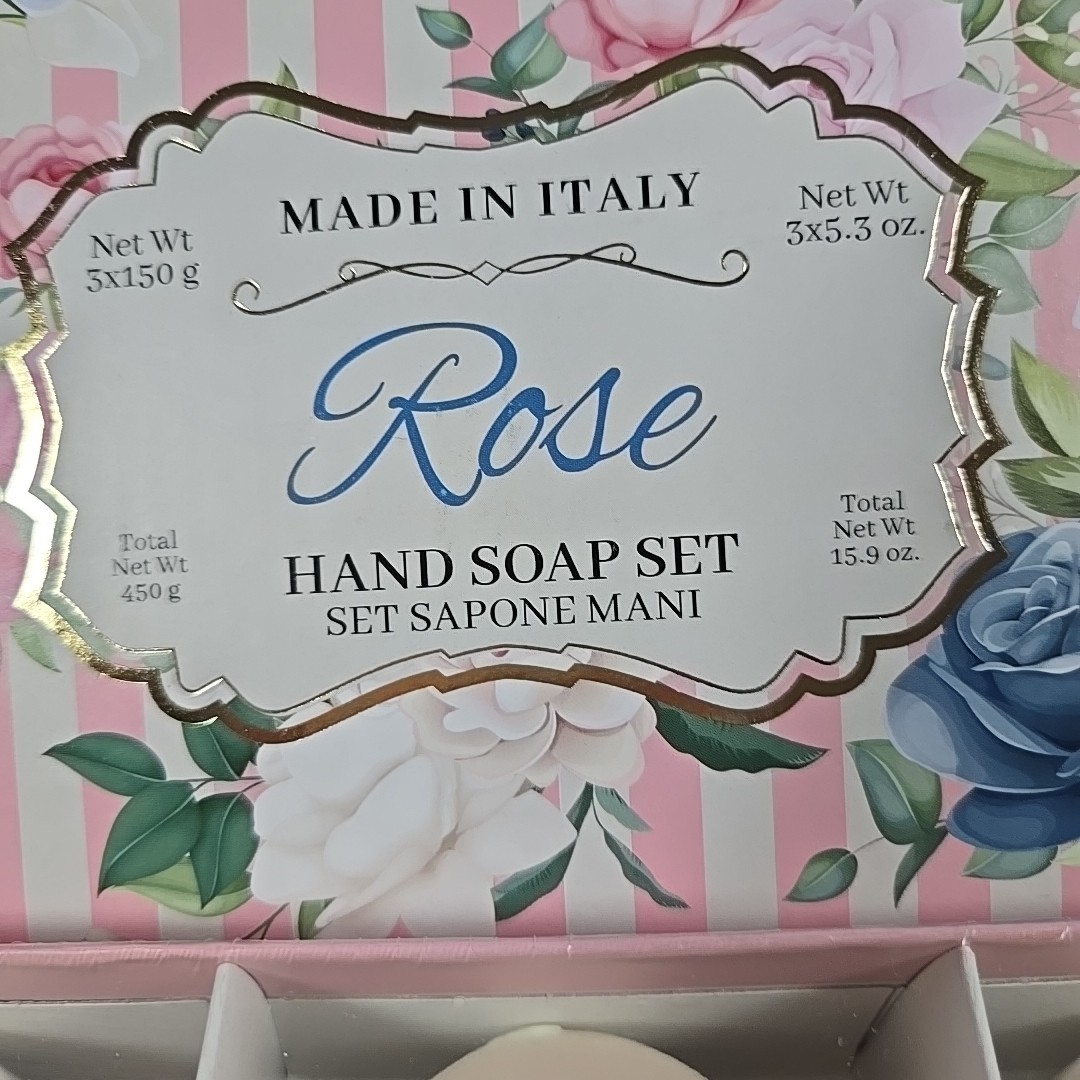Sapone Artigianale Toscano Rose Garden Rose Scented Soaps (3) SEALED 150g ea NEW