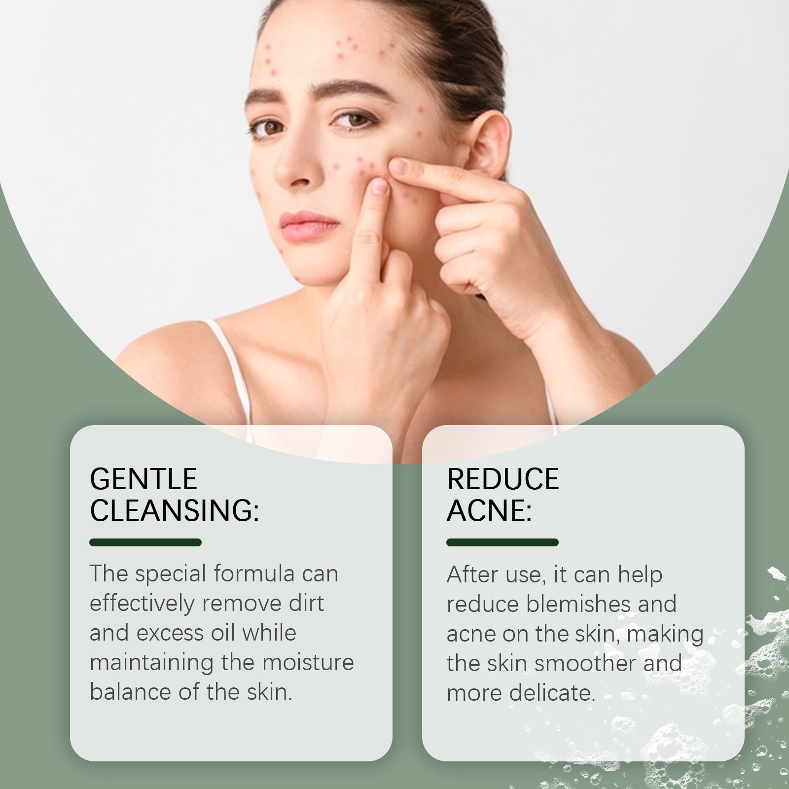 Gentle Facial Soap for Oily & Acne-Prone Skin, Moisturizing Pore Cleansing