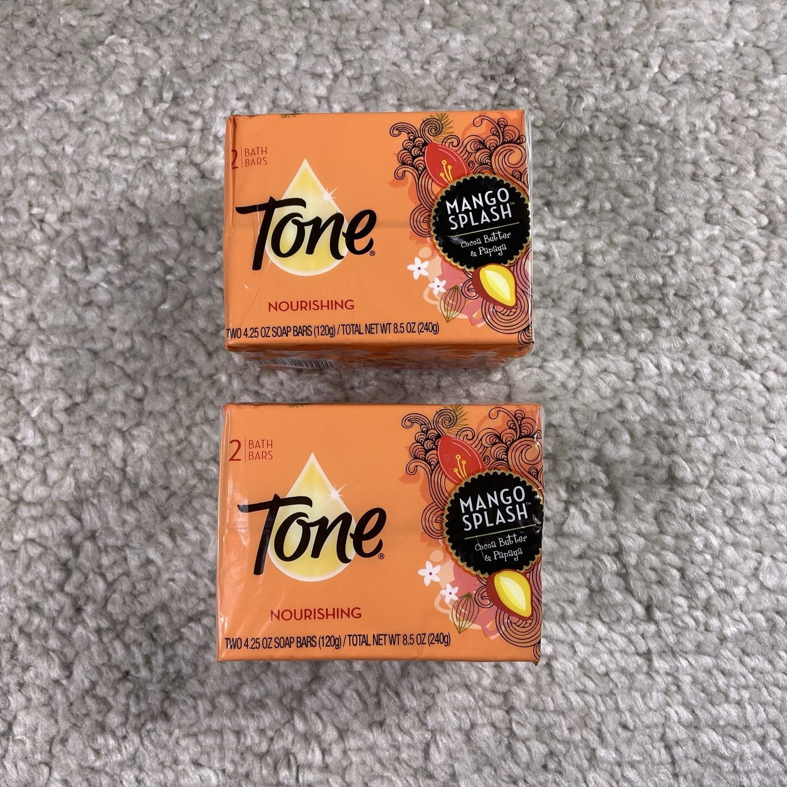 Tone Mango Splash Soap Bars 4.25oz 2-Bar Pack Lot of 2 Body New Cocoa Butter