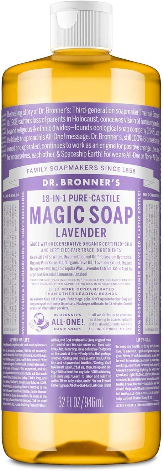 Organic Lavender Pure-Castile 32oz Soap – Gentle, & Multi-Purpose Cleanser