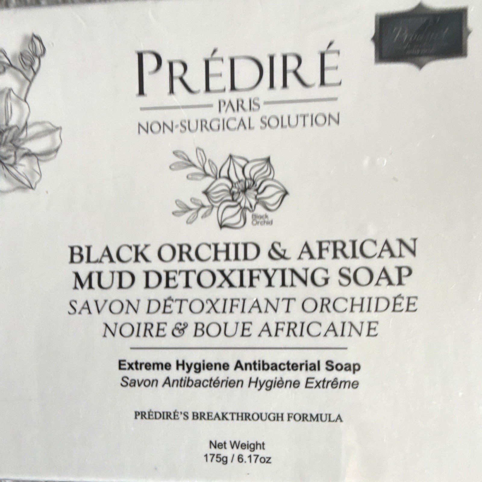 Prédiré Paris Black Orchid African Mud Soap Bar Antibacterial Detox 6.17oz