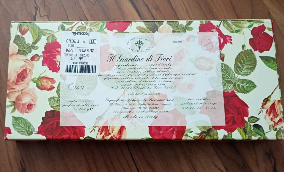 Saponificio Artigianale Fiorentino Il Giardino di Fiori Rose Soap Set 3×4.37 oz