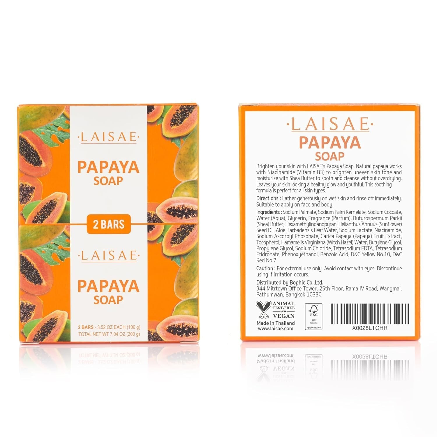 Niacinamide Papaya Soap for Even Skin Tone – 2 Bars, 3.52 oz