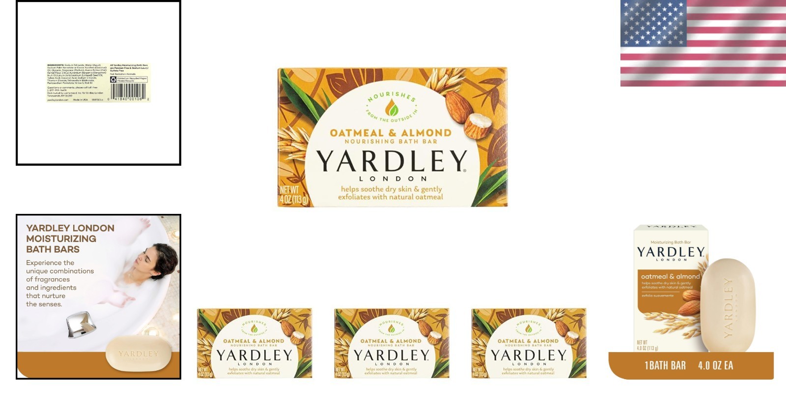 Luxury Oatmeal & Almond Bar Soap – 4 Pack, 4 Ounces Each – Moisturizing Essence