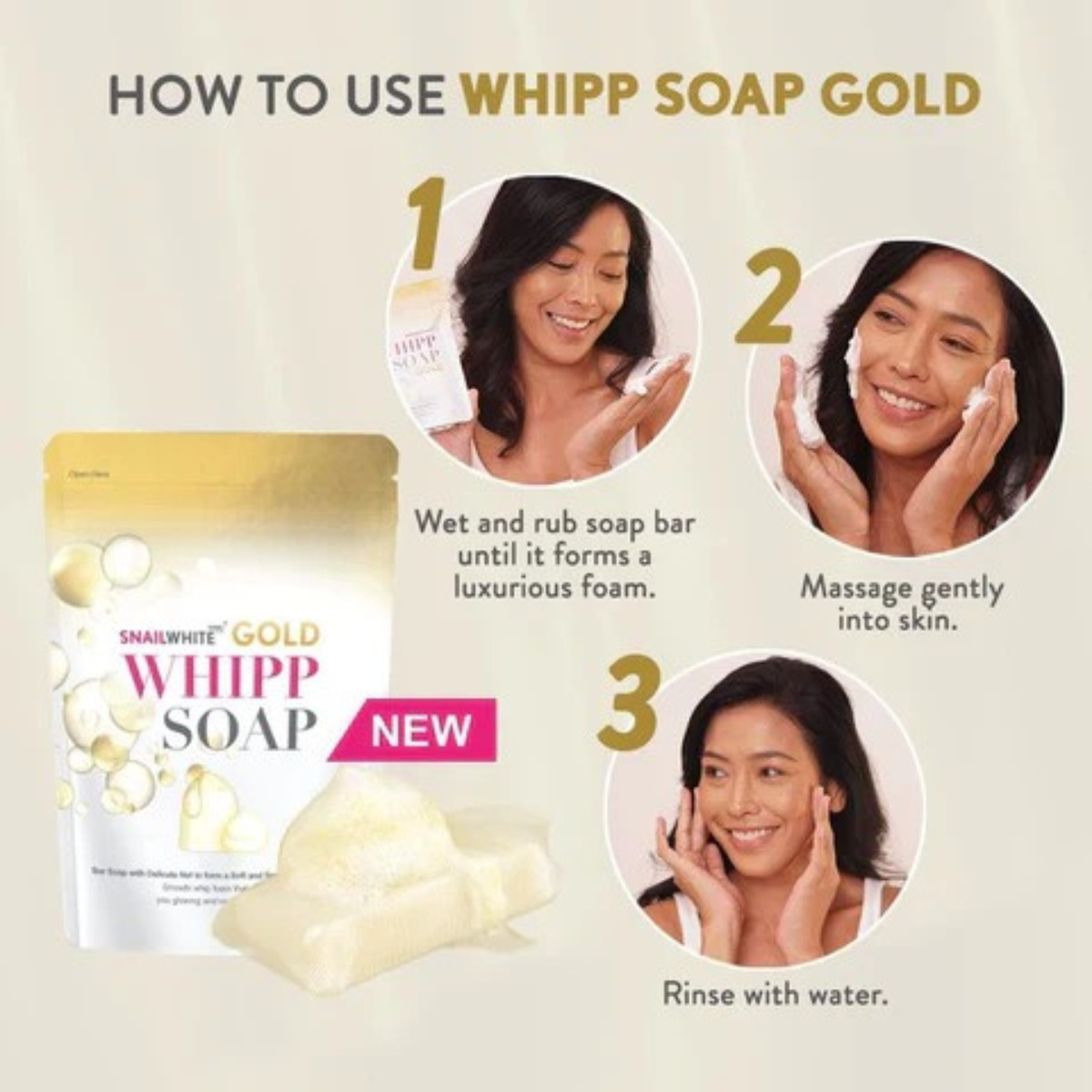 Snail White Whipp Soap Gold & Face Cream Duo Set Brightening Skincare Gift