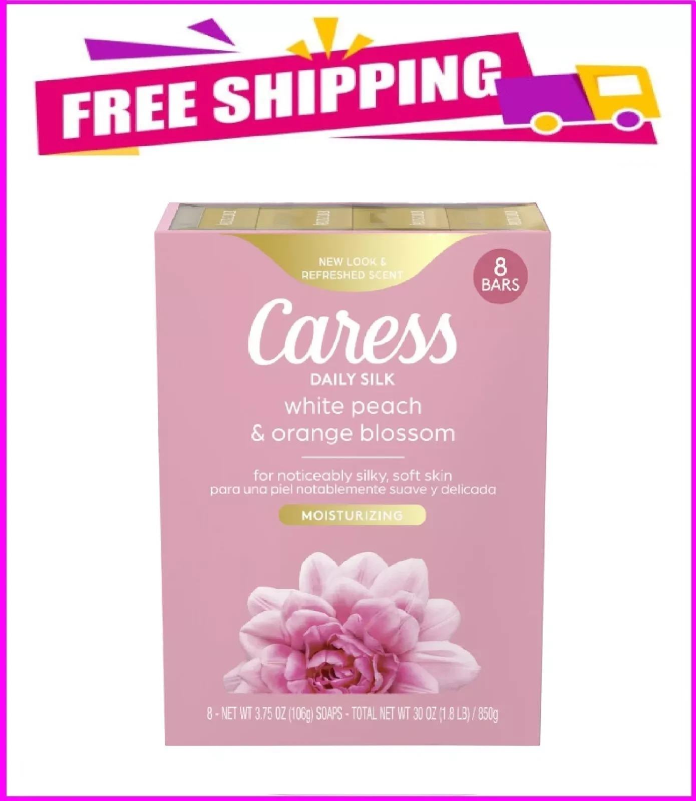 Caress Bar Soap Daily Silk 8 Bars, 30 oz