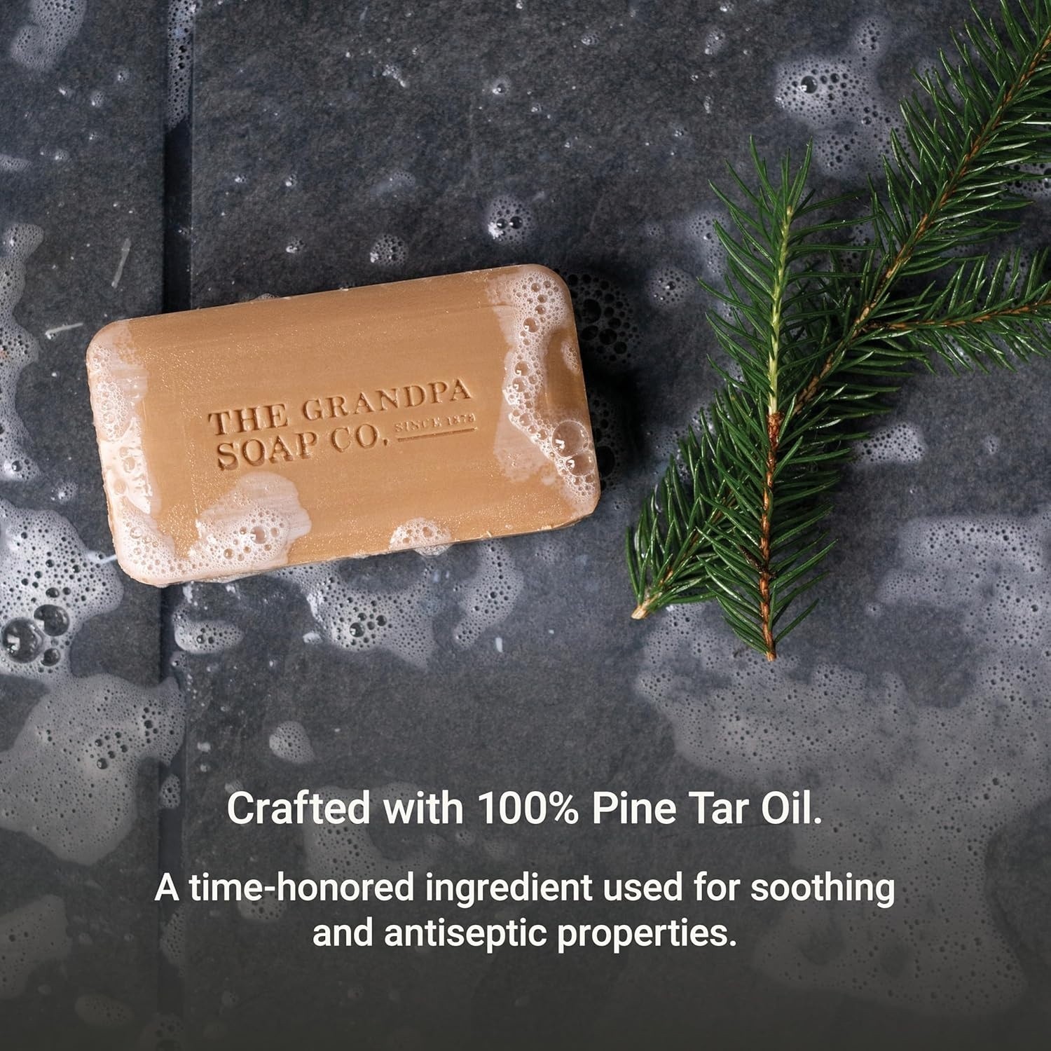 Grandpa Soap Pine Tar Bar Soap 4.25 Oz, 8 Pack Cleanser Deodorizer & Moisturizer