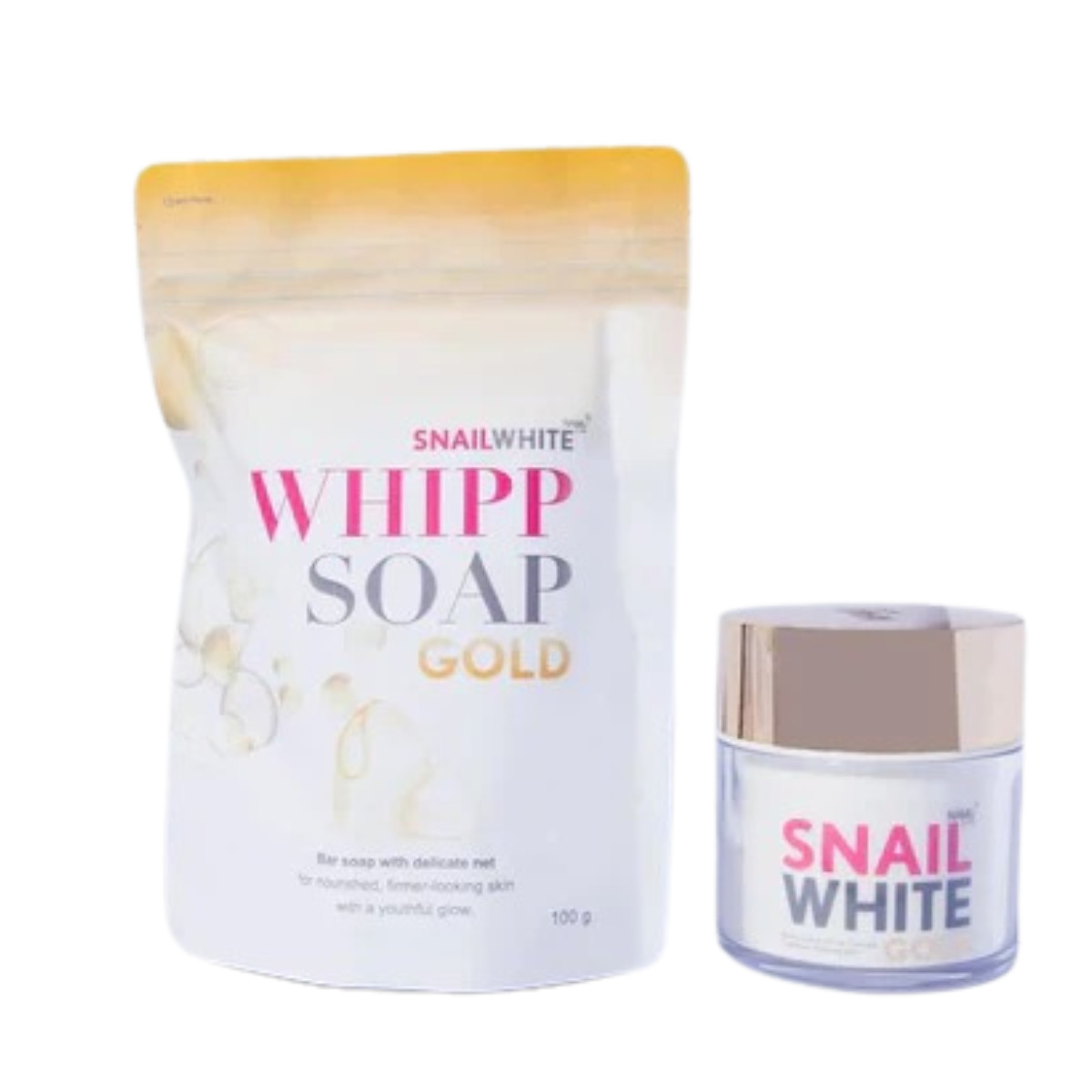 Snail White Whipp Soap Gold & Face Cream Duo Set Brightening Skincare Gift