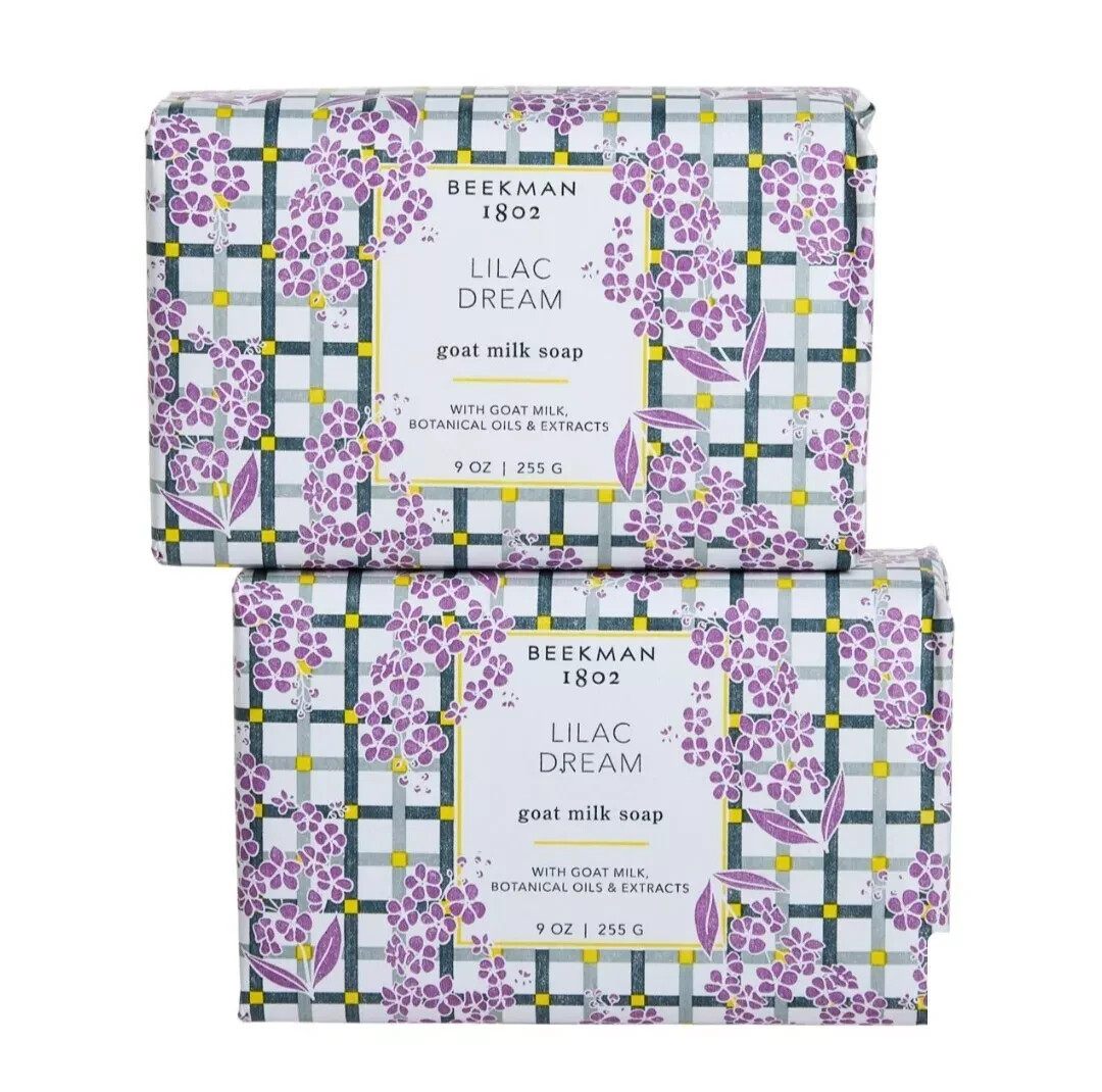 Beekman 1802 LILAC-DREAM Goat Milk Jojoba Oil Shea Butter, 2 Bar Soaps Set, New