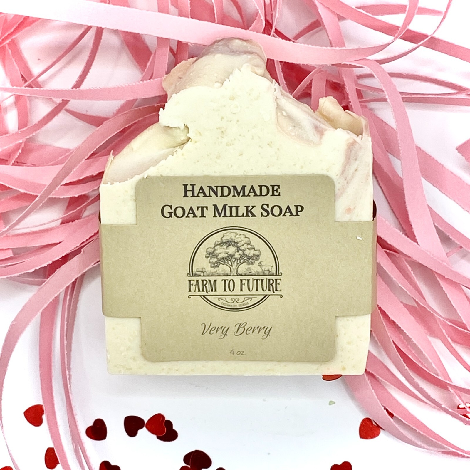 4oz Handmade Goat Milk Soap, Very Berry, Sensitive Skin, Valentines Day Gift