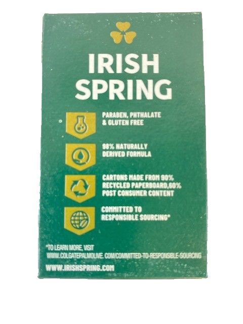 3 Bars Irish Spring Original Clean 12HR Fresh Deodorant Soap w/ Flaxseed Oil