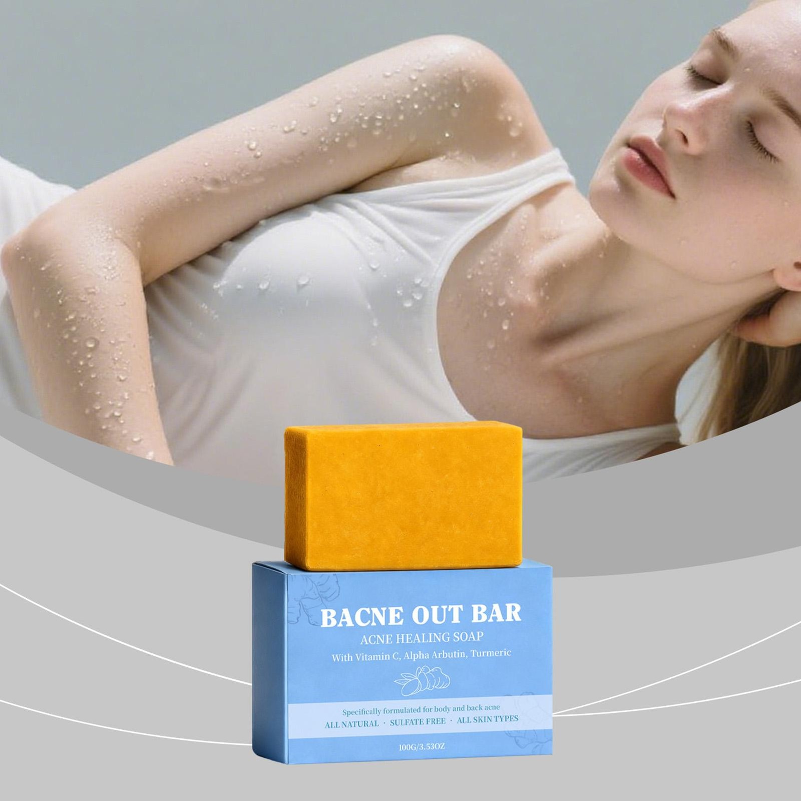 Bacne Out Bar, Acne Healing Soap with Turmeric Vitamin C& Alphaarbutin