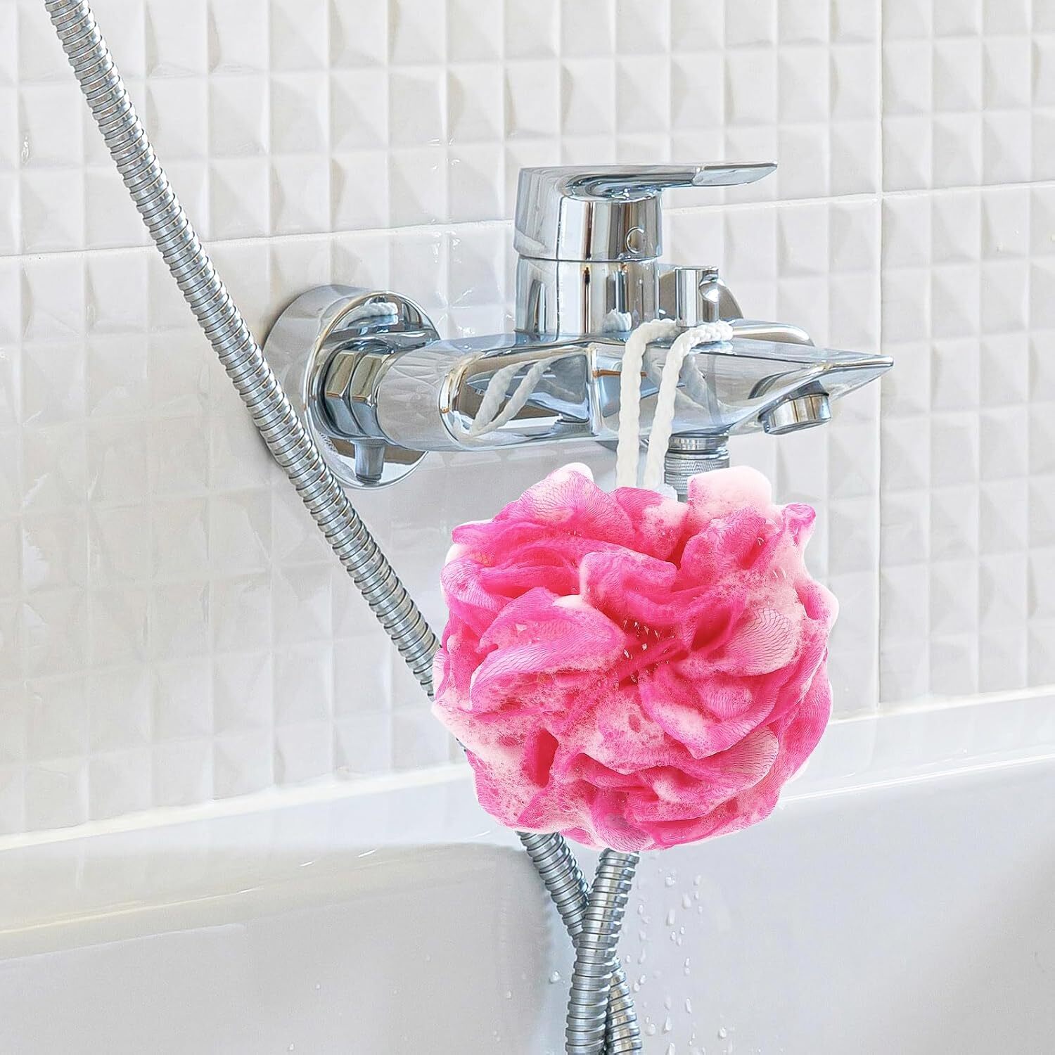 BTYMS Premium Mesh Poufs (65g/pcs) Bath Sponges Shower Loofahs Blue 60g