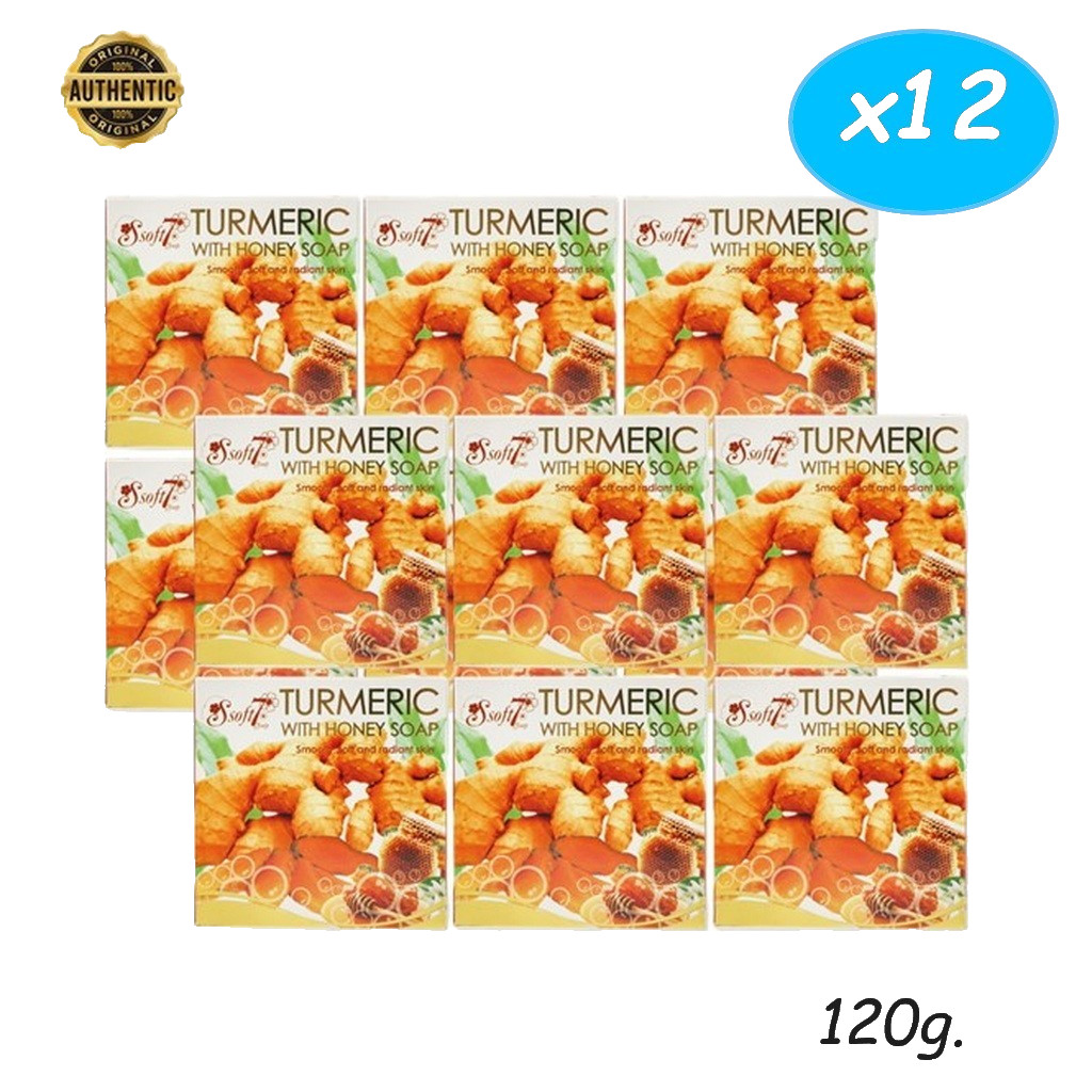 12x Soft7 TURMERIC WITH HONEY SOAP 120g. by K.Brothers Natural Herbal Skin Care